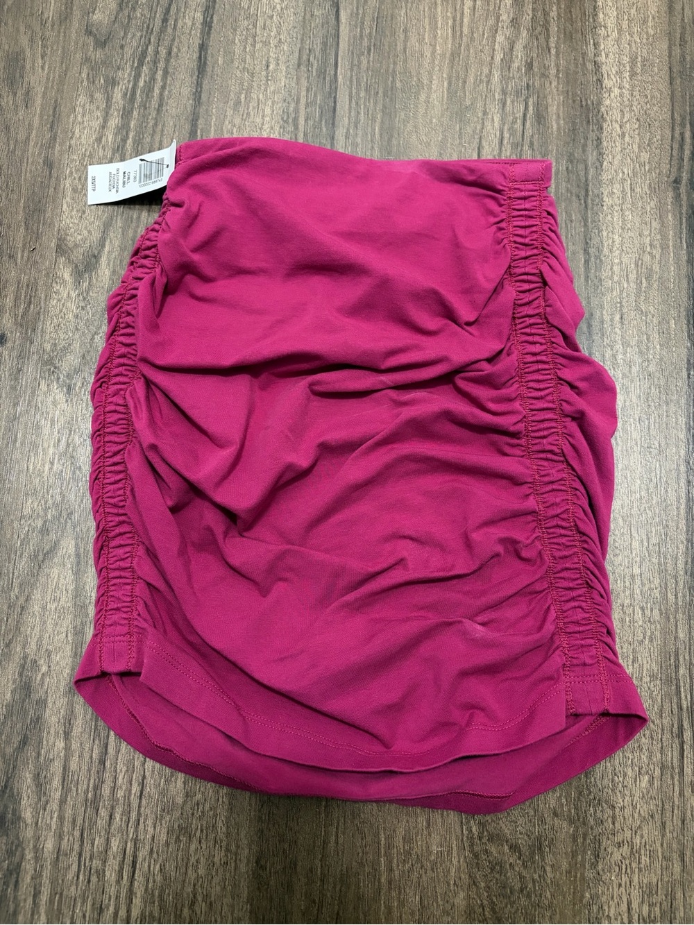 Womenโs Ruched Pink Mini Skirt